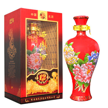 【京东配送】西凤45度国花瓷 12年红瓶装 白酒 十二年国色天香 单瓶