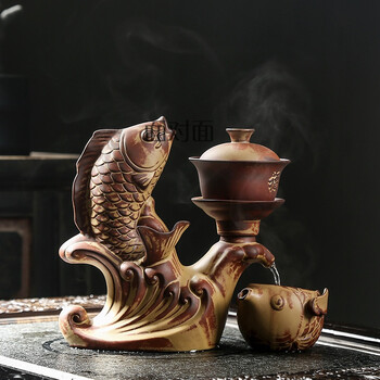 兰缪粗陶瓷半全自动茶漏茶具创意复古懒人防烫功夫泡茶水壶可控水茶壶