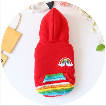 秋冬 保暖彩虹口袋加厚棉衣 宠物衣服 狗狗服装 红 xl