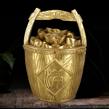 铜福瑞黄铜存钱罐摆件大号黄铜一桶金家居客厅玄关装饰品摆件开业乔迁