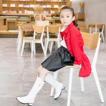 水钻棉靴儿童长靴加绒保暖韩版时尚女童雪地靴6-12岁高筒靴 白色二棉