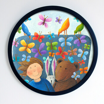 宝贝梦想圆形组合装饰画儿童房幼儿园培训学校艺术壁画墙画挂画 桔色