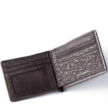 海森梅尔horsemen 咖啡色真鸵鸟皮时尚横款钱包610101