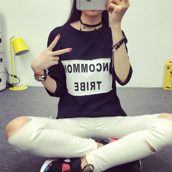 风采兔 2015韩版大码印花打底衫纯棉长袖t恤女款宽松显瘦学生秋衣外穿潮 651白色 M