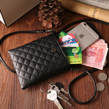 手机包女新款迷你小包手拿斜挎百搭大屏夏季软皮个性竖屏2017 黑色