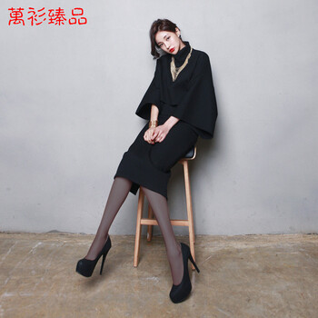 万衫臻品宽松上衣厚韩范黑色立领衬衫外套女2016短款大码衬衣秋冬 S
