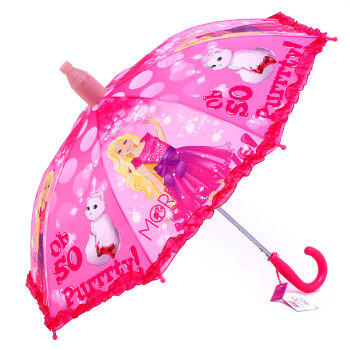 芭比（Barbie）儿童雨伞女孩学生加固防水雨伞带伞套 B-013
