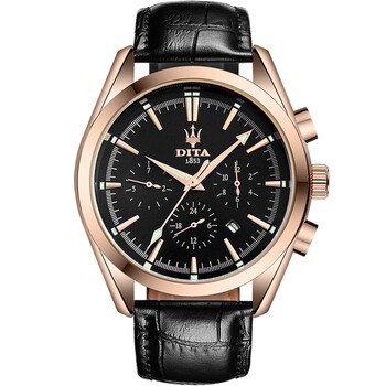 迪塔(dita)手表男士真皮表带时尚商务三眼大表盘多功能运动防水石英男