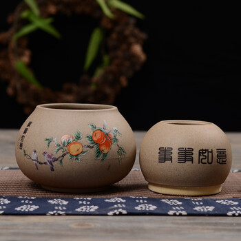 
                                        博度 哥窑葫芦双层茶叶罐 陶瓷密封罐 粗陶茶罐陶瓷 大号容量储藏罐1斤装 粗陶事事如意                