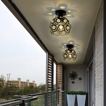 美式吸顶灯过道走廊灯门厅玄关灯阳台创意水晶灯客厅餐厅射灯 红色