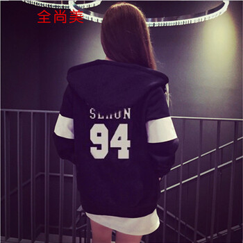 漫俪魅   2016秋冬情侣款开衫连帽加绒卫衣棒球服外套鹿晗世勋应援班服A1245 EXO M