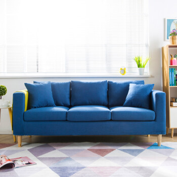 亿家达沙发 布艺沙发 现代简约客厅沙发 深蓝色 76厘米