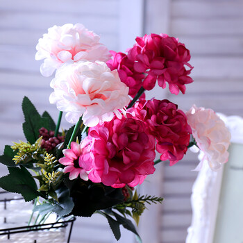 仿真花绣球假花开心球客厅书房卧室婚礼摆放花球塑料花束单支 粉