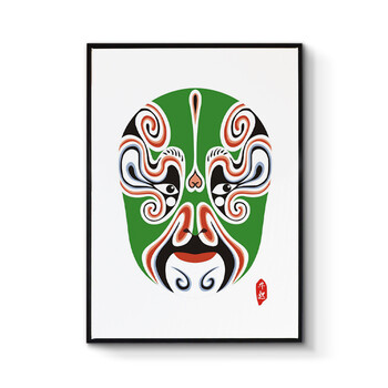 客厅装饰画相框照片墙组合新中式墙画过道走廊挂画京剧脸谱之三国 hj