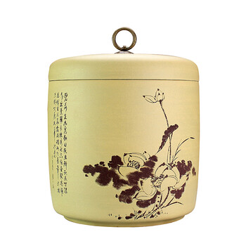 
                                        指间陶艺-紫砂紫泥七饼装 茶叶罐 存茶罐 醒茶罐 铜扣-段泥加厚七饼                
