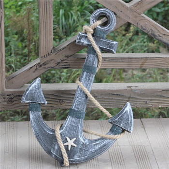 地中海家饰 做旧手工船锚 海洋锚 墙挂 背景墙壁 装饰品限时 乳白色