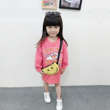 女童连衣裙春装2018新款洋气裙子韩版宝宝上衣小女孩衣服潮 粉红色