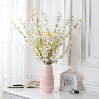 装饰品客厅创意干花简约现代欧式摆件套装 大号花瓶 8支奶白色跳舞兰