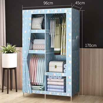 布衣柜双人简易简约布艺塑料宿舍折叠衣橱柜子成套牛津布家具双人床