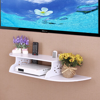 墙壁挂遮挡盒子装饰墙面多媒体集线箱免打孔置物架路由器 加长双层