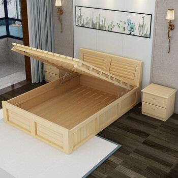 实木箱体床松木储物床双人床高箱床1.8米双人气液压床1.