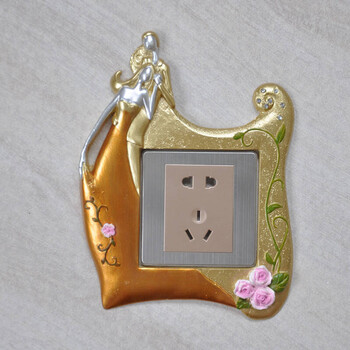 mizhi 86欧式现代树脂插座装饰双开关贴墙贴面板保护套创意中式118型