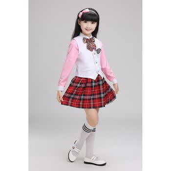儿童表演服装小学生合唱服表演比赛服诗歌朗诵服校服演出 粉红色 女长