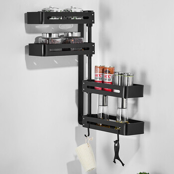 调味料瓶收纳架浴室墙面墙上转角架墙角壁挂储物架 四层旋转置物架