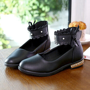 儿童2018潮新款秋季真皮中大童韩版小童高跟公主鞋小学生 黑色皮鞋 30