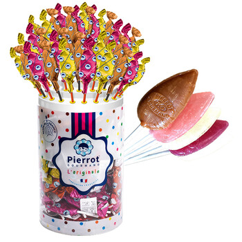 法国进口 pierrot 倍乐果锥形棒棒糖 桶装1.