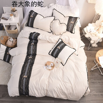 吞大象的蛇 水晶绒四件套-蝴蝶飞飞 床上四件套 米色 2.0米床