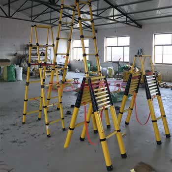 绝缘伸缩梯鱼竿梯电力电工施工梯人字伸缩梯竹节梯玻璃钢绝缘梯子起石