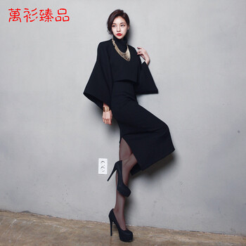 万衫臻品宽松上衣厚韩范黑色立领衬衫外套女2016短款大码衬衣秋冬 S