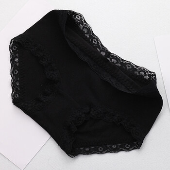 女士中腰内裤包臀小平角棉质面料裆日系无痕蕾丝边夏季薄款 黑色 3l