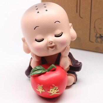 禅说小和尚励志摆件汽车装饰创意中国风小礼品大头和尚心想事成 平安