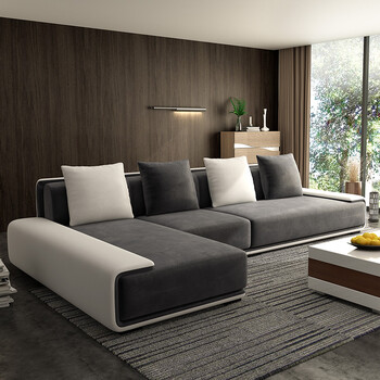 北欧现代简约布沙发l形转角小户型布艺沙发可拆洗沙发客厅组合 灰
