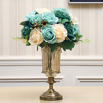 欧式创意玻璃花瓶水晶摆件客厅现代简约新古典美式插花装饰品摆设