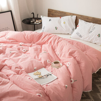 冬被保暖水洗棉被 棉被子双人加大被芯春秋柔软轻盈 小雏菊-粉色 200*