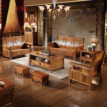 东材全实木沙发茶几组合香樟木小户型木沙发现代中式古典客厅家具 223