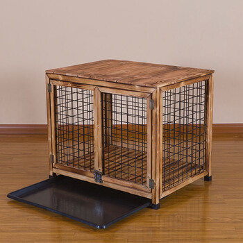 实木狗笼子双层室内狗笼小中型犬繁殖木制猫笼两层宠物笼 碳化色 下单
