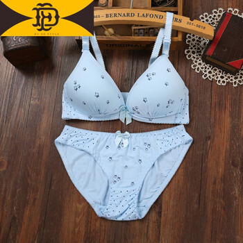 ed新品文胸少女套装纯棉无钢圈薄款初中高中学生调整型内衣内裤清新20