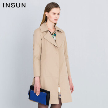 INSUN/恩裳女装2016春装新款 复古优雅气质风衣外套女95207503 驼色 40