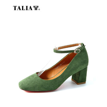 talia 17年 新款欧版中跟时尚女鞋 草绿 235