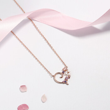 花朵桃心少女心项链女款韩版锁骨链简约学生s925纯银创意森系潮人 925