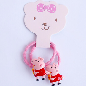 儿童可爱卡通小猪发绳韩版小女孩扎头发橡皮筋不伤发头绳发饰 饮料红