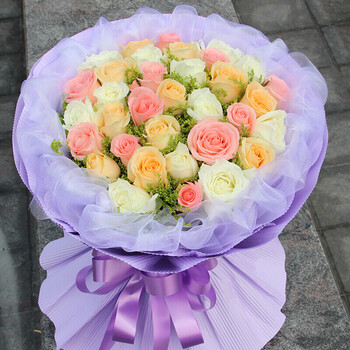 朵红玫瑰花束同城花店送花鲜花速递上海北京广州武汉t 33朵三色玫瑰花