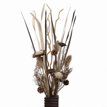 花束风干真花花瓶仿真花道具插花卧室绢花花束 a款黄莺草含浅色花瓶