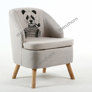 北欧现代单人布艺沙发阳台卧室简约休闲沙发椅小户型 烟斗熊猫 可拆洗