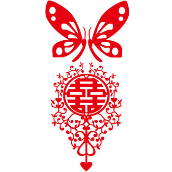 创意喜字床头喜门贴窗花婚房布置蝴蝶套喜字 无纺布蝴蝶套喜-送蓝丁胶