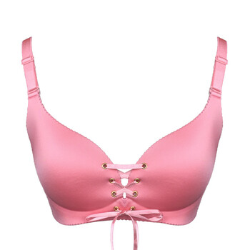拉拉女神内衣小胸无痕无钢圈聚拢薄款透气一片式拉绳聚拢文胸 粉色